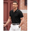 image:imageCOOFANDY Mens Zipper Polo Shirt Casual Knit Short Sleeve Polo T Shirt Classic Fit Shirts1black