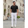 image:imageCOOFANDY Mens Zipper Polo Shirt Casual Knit Short Sleeve Polo T Shirt Classic Fit Shirts1black