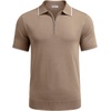 image:imageCOOFANDY Mens Zipper Polo Shirt Casual Knit Short Sleeve Polo T Shirt Classic Fit Shirts1khaki