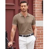 image:imageCOOFANDY Mens Zipper Polo Shirt Casual Knit Short Sleeve Polo T Shirt Classic Fit Shirts1khaki