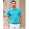 image:imageCOOFANDY Mens Zipper Polo Shirt Casual Knit Short Sleeve Polo T Shirt Classic Fit ShirtsBlue3