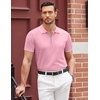 image:imageCOOFANDY Mens Zipper Polo Shirt Casual Knit Short Sleeve Polo T Shirt Classic Fit ShirtsBright Pink