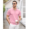 image:imageCOOFANDY Mens Zipper Polo Shirt Casual Knit Short Sleeve Polo T Shirt Classic Fit ShirtsBright Pink