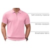 image:imageCOOFANDY Mens Zipper Polo Shirt Casual Knit Short Sleeve Polo T Shirt Classic Fit ShirtsBright Pink