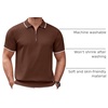 image:imageCOOFANDY Mens Zipper Polo Shirt Casual Knit Short Sleeve Polo T Shirt Classic Fit ShirtsBrown