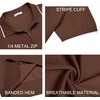 image:imageCOOFANDY Mens Zipper Polo Shirt Casual Knit Short Sleeve Polo T Shirt Classic Fit ShirtsBrown