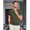 image:imageCOOFANDY Mens Zipper Polo Shirt Casual Knit Short Sleeve Polo T Shirt Classic Fit ShirtsEarmy Green