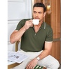 image:imageCOOFANDY Mens Zipper Polo Shirt Casual Knit Short Sleeve Polo T Shirt Classic Fit ShirtsEarmy Green
