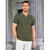 image:imageCOOFANDY Mens Zipper Polo Shirt Casual Knit Short Sleeve Polo T Shirt Classic Fit ShirtsEarmy Green