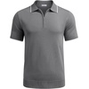 image:imageCOOFANDY Mens Zipper Polo Shirt Casual Knit Short Sleeve Polo T Shirt Classic Fit ShirtsGray