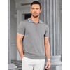image:imageCOOFANDY Mens Zipper Polo Shirt Casual Knit Short Sleeve Polo T Shirt Classic Fit ShirtsGray