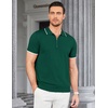 image:imageCOOFANDY Mens Zipper Polo Shirt Casual Knit Short Sleeve Polo T Shirt Classic Fit ShirtsGreen