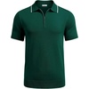 image:imageCOOFANDY Mens Zipper Polo Shirt Casual Knit Short Sleeve Polo T Shirt Classic Fit ShirtsGreen
