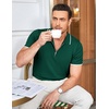 image:imageCOOFANDY Mens Zipper Polo Shirt Casual Knit Short Sleeve Polo T Shirt Classic Fit ShirtsGreen