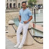 image:imageCOOFANDY Mens Zipper Polo Shirt Casual Knit Short Sleeve Polo T Shirt Classic Fit ShirtsLight Blue