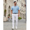image:imageCOOFANDY Mens Zipper Polo Shirt Casual Knit Short Sleeve Polo T Shirt Classic Fit ShirtsLight Blue