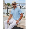 image:imageCOOFANDY Mens Zipper Polo Shirt Casual Knit Short Sleeve Polo T Shirt Classic Fit ShirtsLight Blue