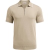 image:imageCOOFANDY Mens Zipper Polo Shirt Casual Knit Short Sleeve Polo T Shirt Classic Fit ShirtsLight Khaki