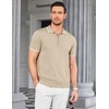 image:imageCOOFANDY Mens Zipper Polo Shirt Casual Knit Short Sleeve Polo T Shirt Classic Fit ShirtsLight Khaki
