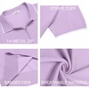 image:imageCOOFANDY Mens Zipper Polo Shirt Casual Knit Short Sleeve Polo T Shirt Classic Fit ShirtsLight Purple
