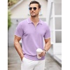 image:imageCOOFANDY Mens Zipper Polo Shirt Casual Knit Short Sleeve Polo T Shirt Classic Fit ShirtsLight Purple