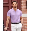 image:imageCOOFANDY Mens Zipper Polo Shirt Casual Knit Short Sleeve Polo T Shirt Classic Fit ShirtsLight Purple