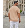 image:imageCOOFANDY Mens Zipper Polo Shirt Casual Knit Short Sleeve Polo T Shirt Classic Fit ShirtsLight Tan