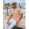 image:imageCOOFANDY Mens Zipper Polo Shirt Casual Knit Short Sleeve Polo T Shirt Classic Fit ShirtsLight Tan