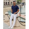 image:imageCOOFANDY Mens Zipper Polo Shirt Casual Knit Short Sleeve Polo T Shirt Classic Fit ShirtsNavy Blue