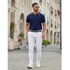 image:imageCOOFANDY Mens Zipper Polo Shirt Casual Knit Short Sleeve Polo T Shirt Classic Fit ShirtsNavy Blue