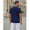 image:imageCOOFANDY Mens Zipper Polo Shirt Casual Knit Short Sleeve Polo T Shirt Classic Fit ShirtsNavy Blue