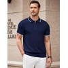 image:imageCOOFANDY Mens Zipper Polo Shirt Casual Knit Short Sleeve Polo T Shirt Classic Fit ShirtsNavy Blue