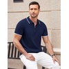 image:imageCOOFANDY Mens Zipper Polo Shirt Casual Knit Short Sleeve Polo T Shirt Classic Fit ShirtsNavy Blue