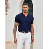 image:imageCOOFANDY Mens Zipper Polo Shirt Casual Knit Short Sleeve Polo T Shirt Classic Fit ShirtsNavy Bluesolidnew