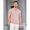 image:imageCOOFANDY Mens Zipper Polo Shirt Casual Knit Short Sleeve Polo T Shirt Classic Fit ShirtsPinknew
