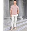 image:imageCOOFANDY Mens Zipper Polo Shirt Casual Knit Short Sleeve Polo T Shirt Classic Fit ShirtsPinknew