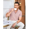 image:imageCOOFANDY Mens Zipper Polo Shirt Casual Knit Short Sleeve Polo T Shirt Classic Fit ShirtsPinknew
