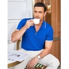 image:imageCOOFANDY Mens Zipper Polo Shirt Casual Knit Short Sleeve Polo T Shirt Classic Fit ShirtsRoyal Blue