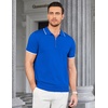 image:imageCOOFANDY Mens Zipper Polo Shirt Casual Knit Short Sleeve Polo T Shirt Classic Fit ShirtsRoyal Blue