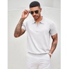 image:imageCOOFANDY Mens Zipper Polo Shirt Casual Knit Short Sleeve Polo T Shirt Classic Fit ShirtsSolid 01 White