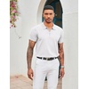 image:imageCOOFANDY Mens Zipper Polo Shirt Casual Knit Short Sleeve Polo T Shirt Classic Fit ShirtsSolid 01 White