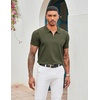 image:imageCOOFANDY Mens Zipper Polo Shirt Casual Knit Short Sleeve Polo T Shirt Classic Fit ShirtsSolid Army Green