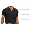 image:imageCOOFANDY Mens Zipper Polo Shirt Casual Knit Short Sleeve Polo T Shirt Classic Fit ShirtsSolid Black