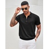 image:imageCOOFANDY Mens Zipper Polo Shirt Casual Knit Short Sleeve Polo T Shirt Classic Fit ShirtsSolid Black