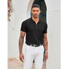 image:imageCOOFANDY Mens Zipper Polo Shirt Casual Knit Short Sleeve Polo T Shirt Classic Fit ShirtsSolid Black