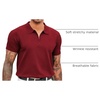 image:imageCOOFANDY Mens Zipper Polo Shirt Casual Knit Short Sleeve Polo T Shirt Classic Fit ShirtsSolid Wine Red