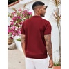 image:imageCOOFANDY Mens Zipper Polo Shirt Casual Knit Short Sleeve Polo T Shirt Classic Fit ShirtsSolid Wine Red