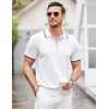 image:imageCOOFANDY Mens Zipper Polo Shirt Casual Knit Short Sleeve Polo T Shirt Classic Fit ShirtsWhite