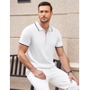 image:imageCOOFANDY Mens Zipper Polo Shirt Casual Knit Short Sleeve Polo T Shirt Classic Fit ShirtsWhite