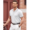 image:imageCOOFANDY Mens Zipper Polo Shirt Casual Knit Short Sleeve Polo T Shirt Classic Fit ShirtsWhite